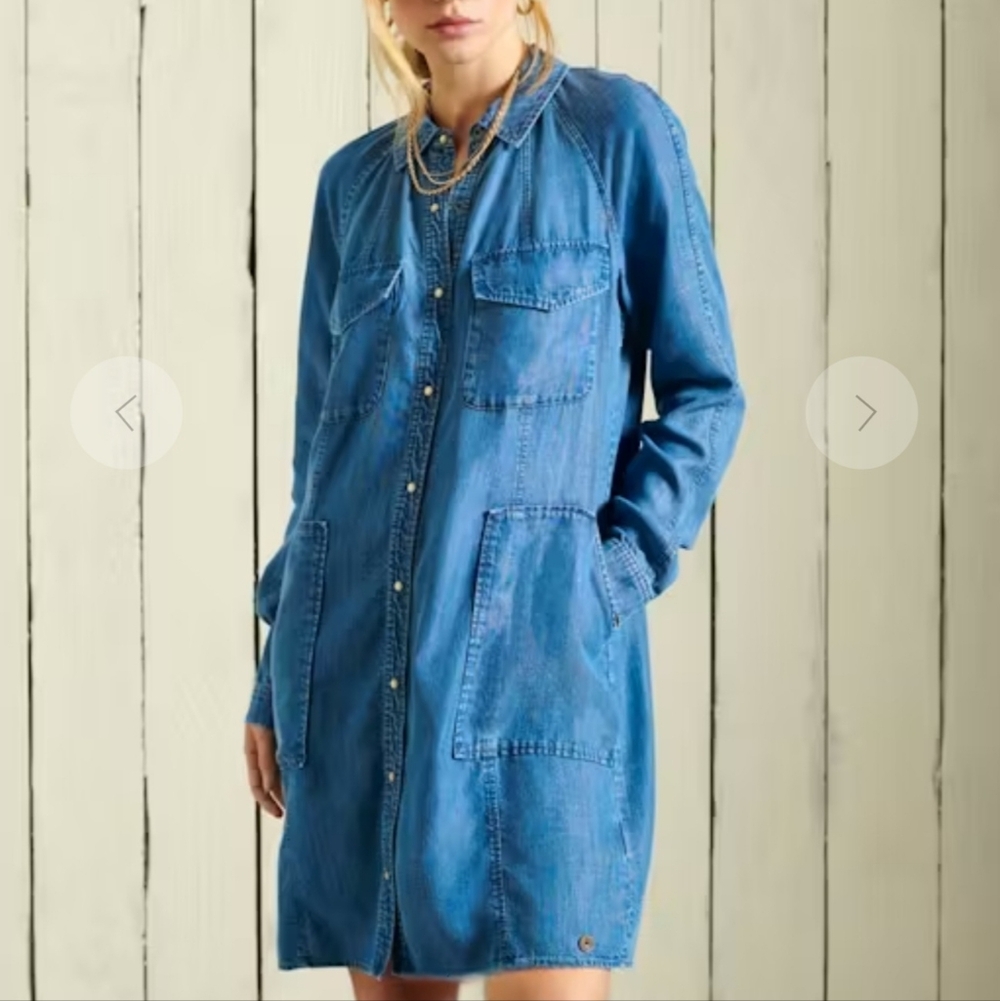 New Womens Superdry Oversized Denim Tencel Shirt Dress Sz.M